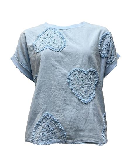 Maglia cuori ricamo