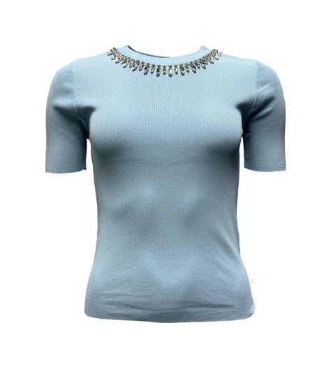 Maglia m/mk scollo strass