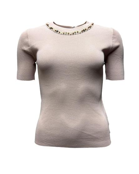 Maglia m/mk scollo pietre