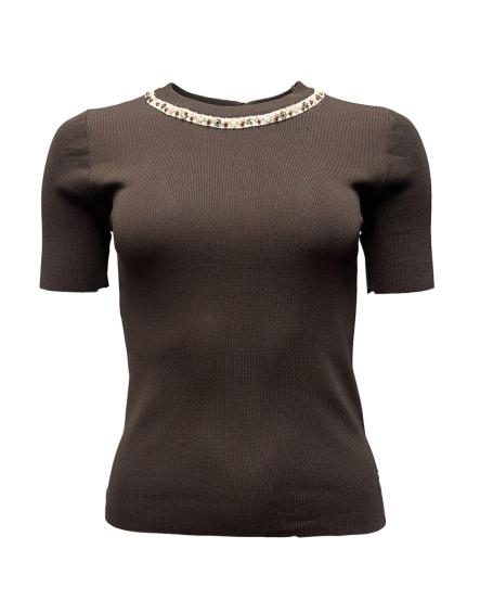 Maglia m/mk scollo pietre