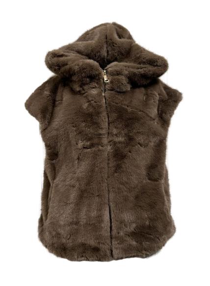 Pelliccia smanicata cappuccio