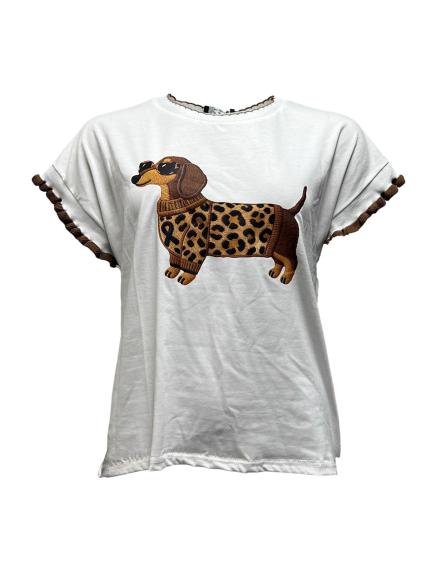 T-shirt cane maculato
