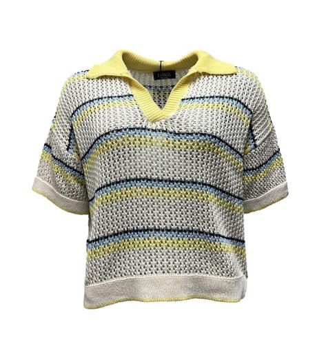 Maglione collo filo righe