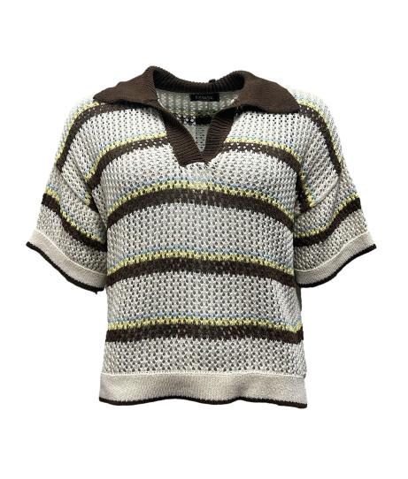 Maglione collo filo righe