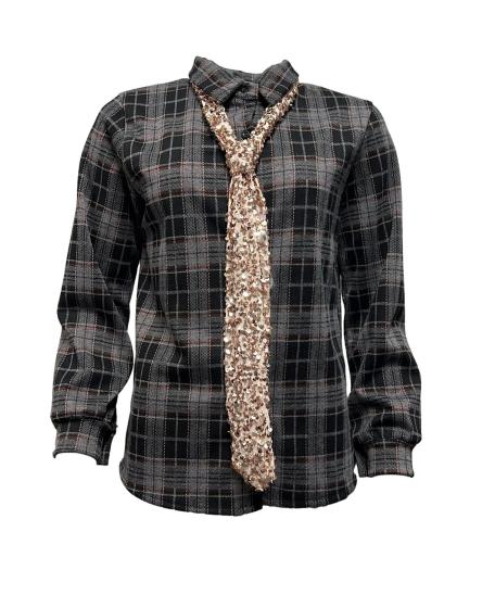 Camicia scozzese cravatta paillettes