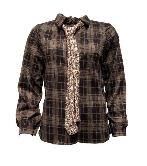 Camicia scozzese cravatta paillettes