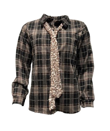 Camicia scozzese cravatta paillettes