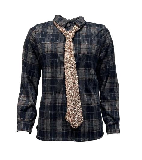 Camicia scozzese cravatta paillettes