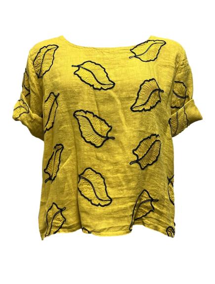 Maglia lino foglie