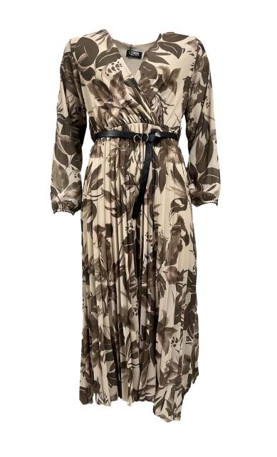 Abito lungo plissè stampa