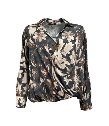 Blusa incrocio bottone fiori