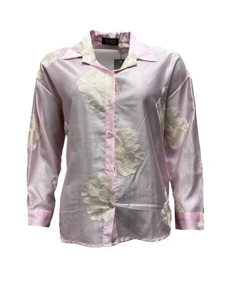 Camicia rasata fiori ricamo