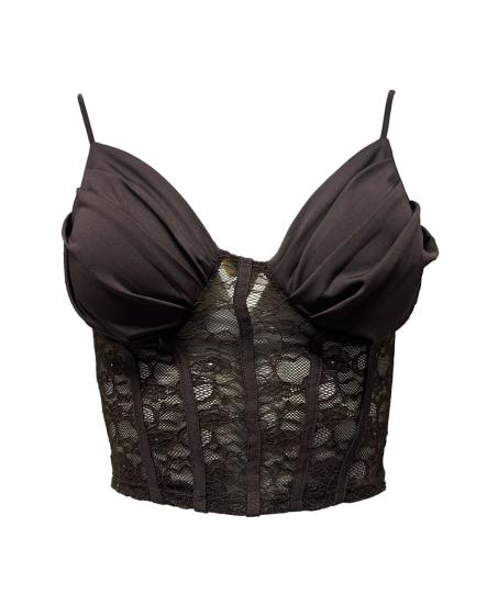 Top coppe raso e pizzo