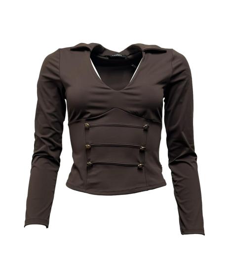 Maglia colletto scollo V  bottoni