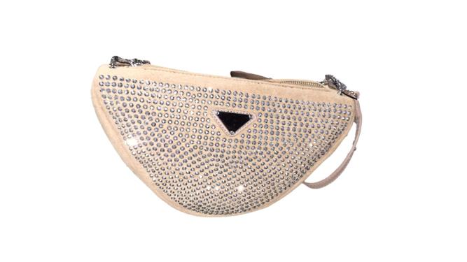 Borsa m/luna camoscio strass