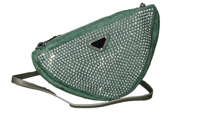 Borsa m/luna camoscio strass