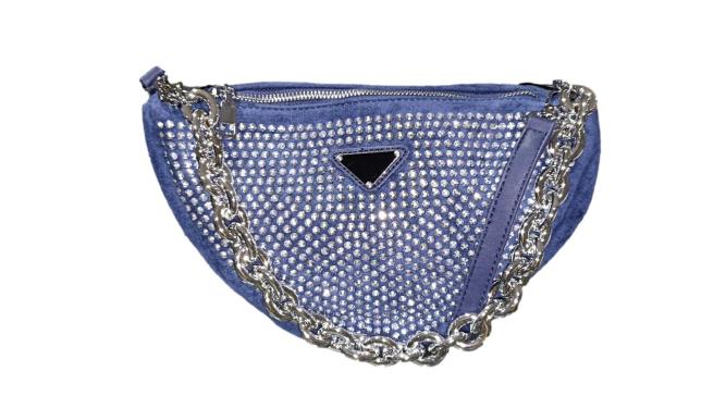 Borsa m/luna camoscio strass