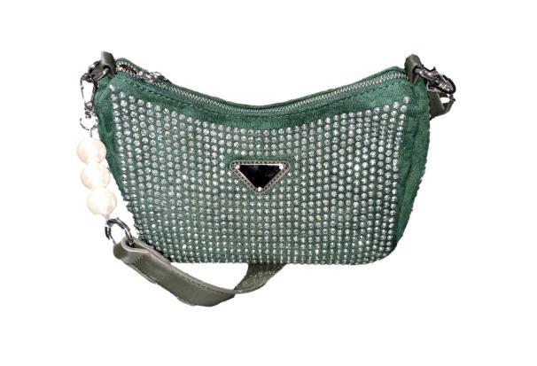 Borsa rettangolo camoscio strass