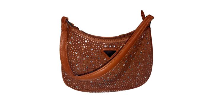 Borsa manico camoscio strass