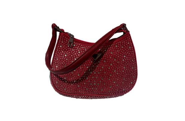 Borsa manico camoscio strass