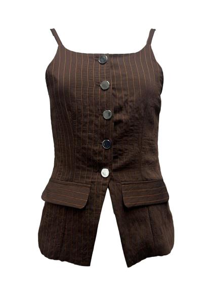 Top pattine gessato riga contrasto