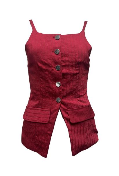 Top pattine gessato riga contrasto