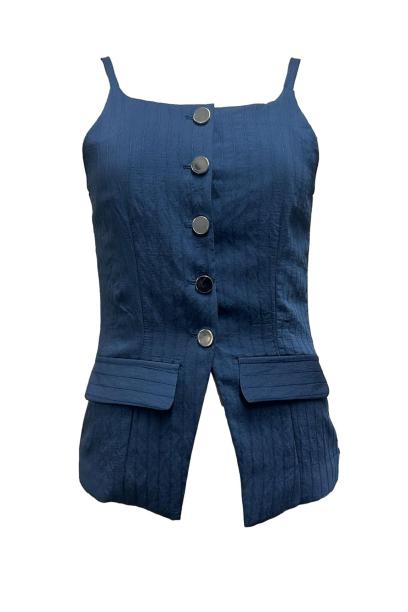 Top pattine gessato riga contrasto