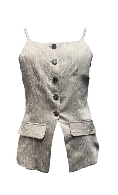 Top pattine gessato riga contrasto