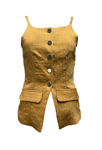 Top pattine gessato riga contrasto