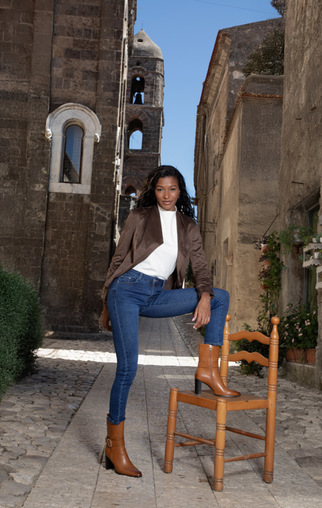 Giacca scialle camoscio